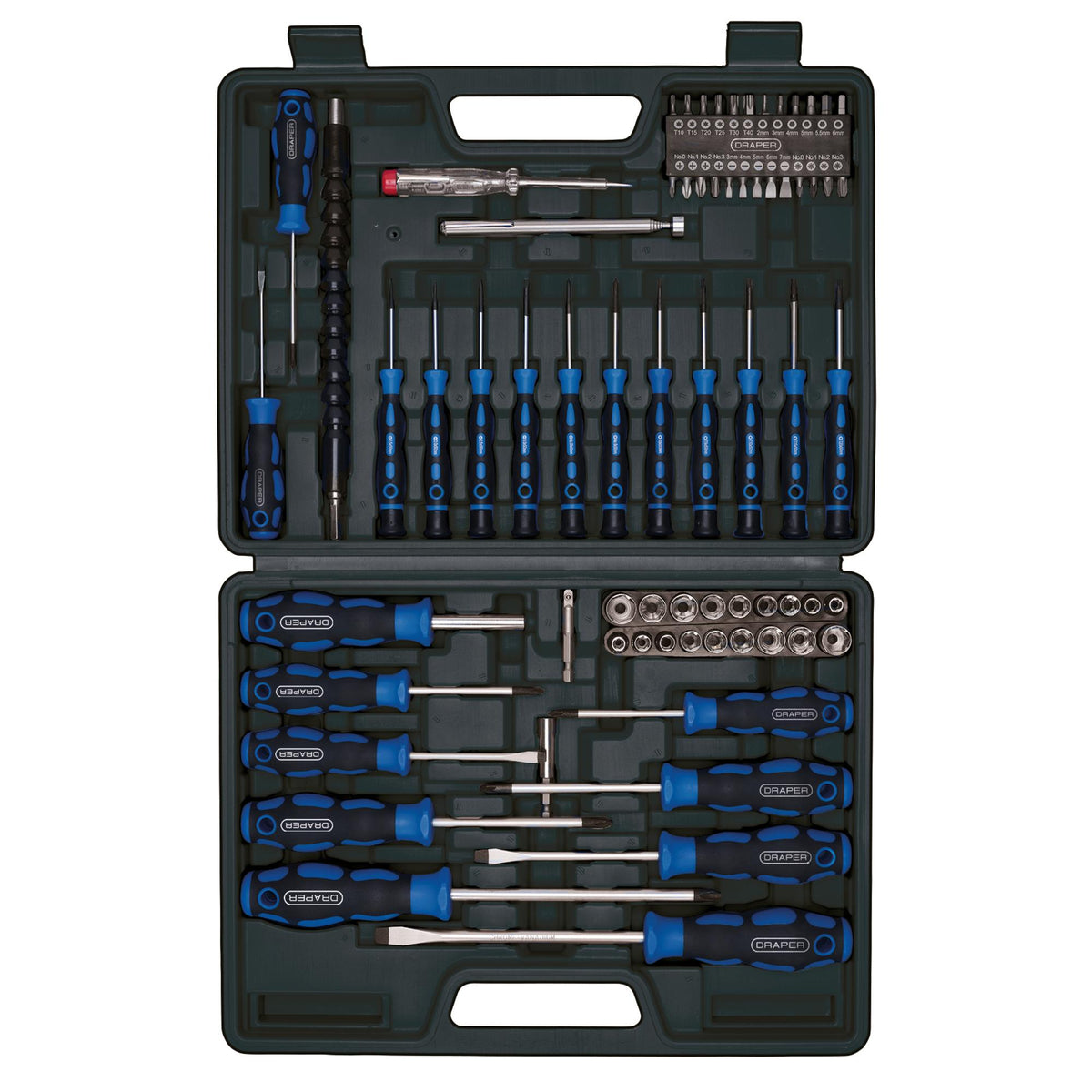 DRAPER 70 Piece Screwdriver, Socket and Bit Set: Model No.SS70