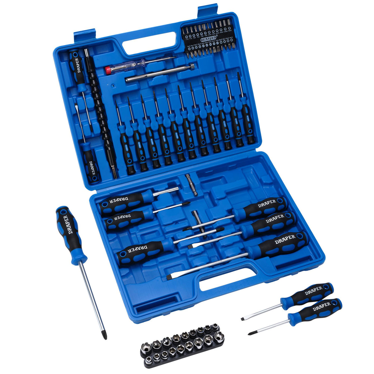 DRAPER 70 Piece Screwdriver, Socket and Bit Set: Model No.SS70