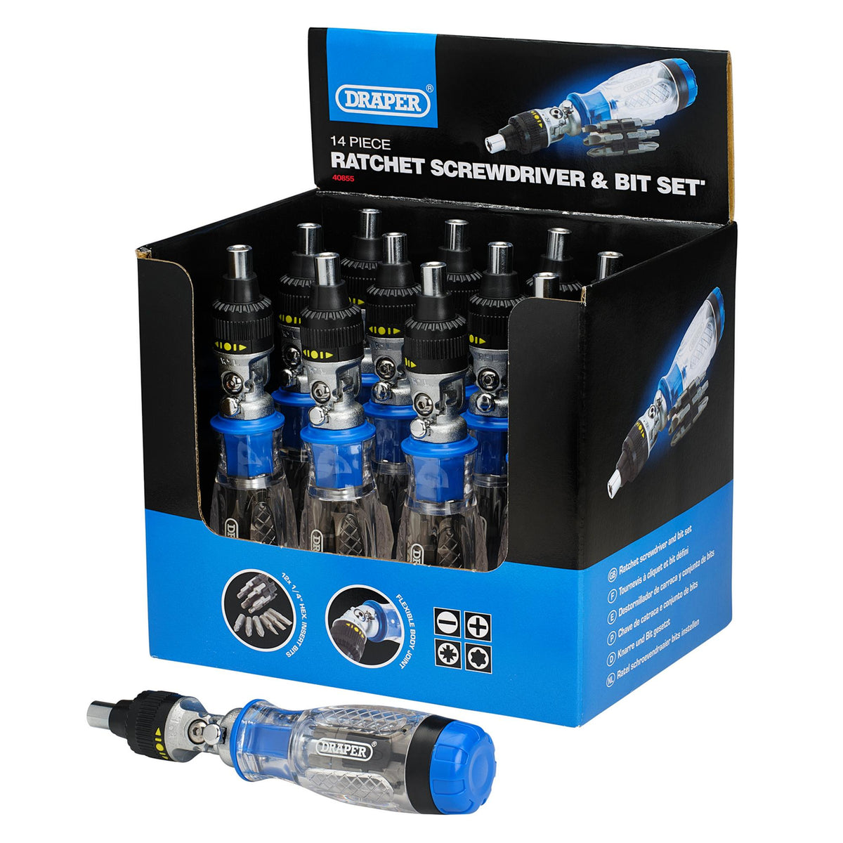 Ratcheting Screwdriver and Bit Set (14 piece): Model No. RD12D