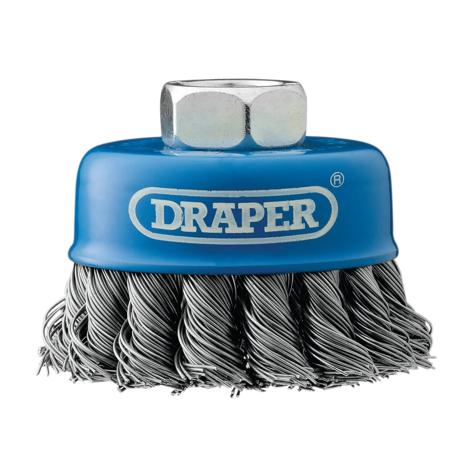 DRAPER 60mm x M14 Twist Knot Wire Cup Brush: Model No.CB61TP