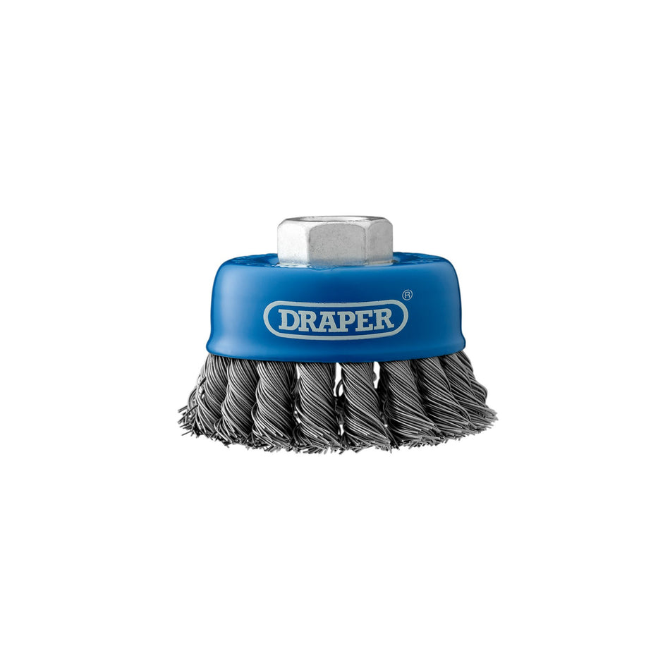 DRAPER 80mm x M14 Twist Knot Wire Cup Brush: Model No.CB80TP