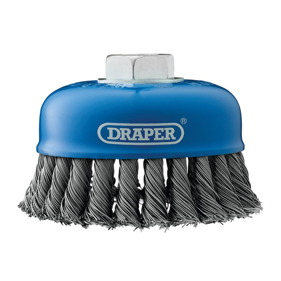 DRAPER 100mm x M14 Twist Knot Wire Cup Brush: Model No.CB100TP