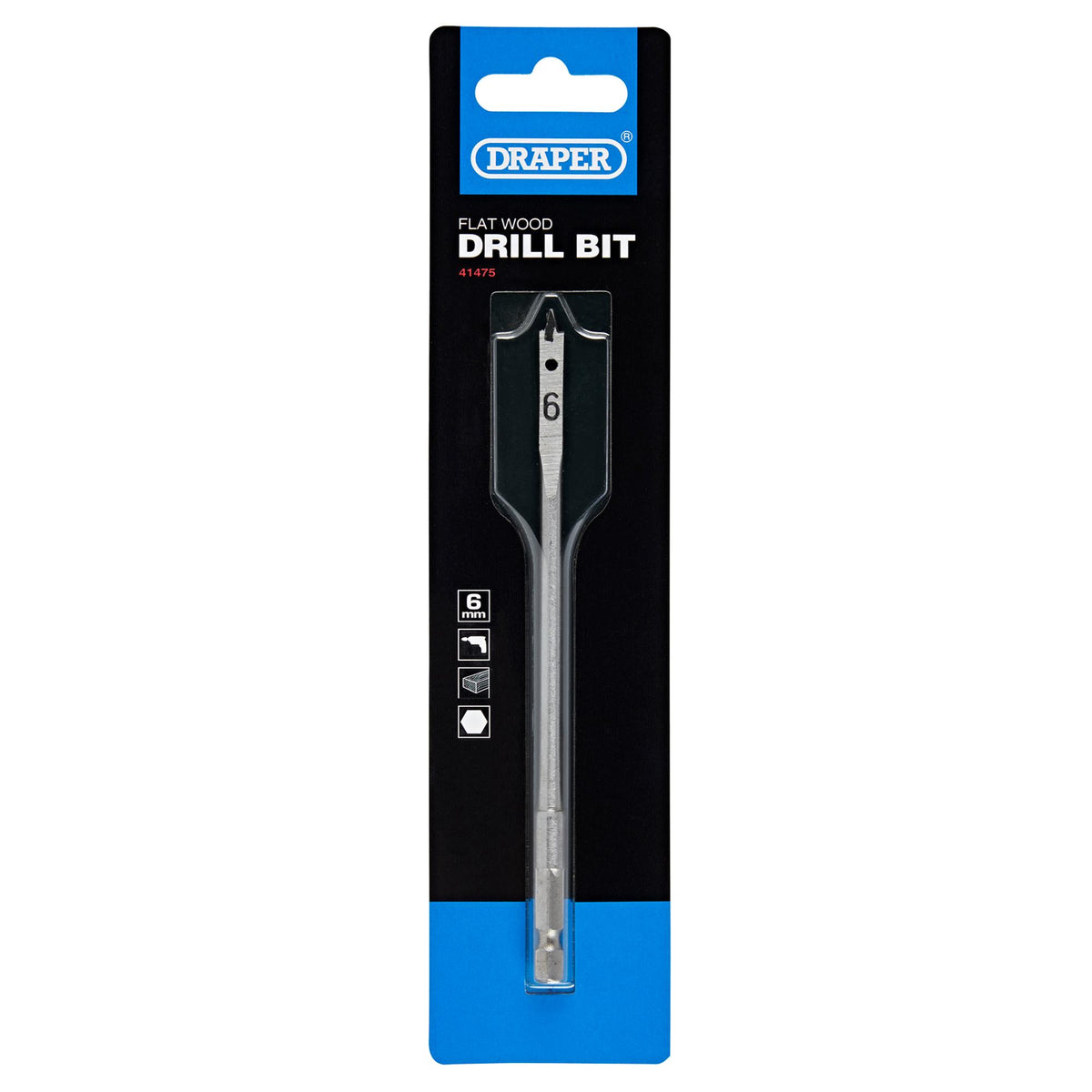 DRAPER Expert 6.0mm Flat Wood Bit: Model No.FB100PB