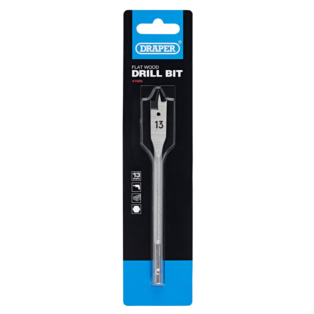 DRAPER Expert 13.0mm Flat Wood Bit: Model No.FB100PB