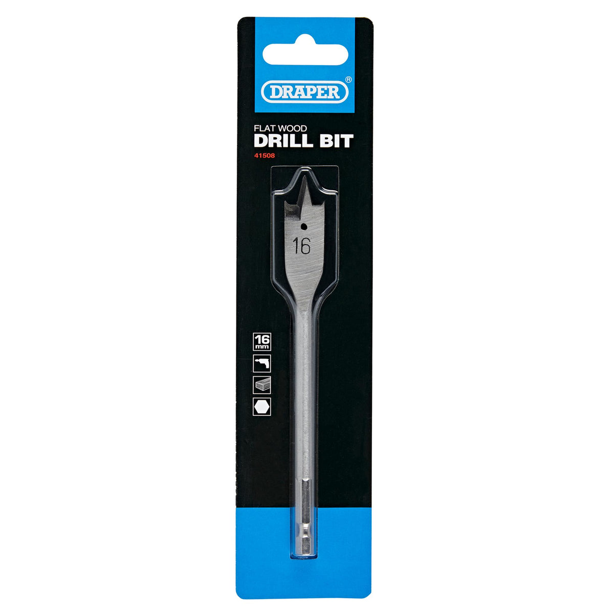DRAPER Expert 16.0mm Flat Wood Bit: Model No.FB100PB