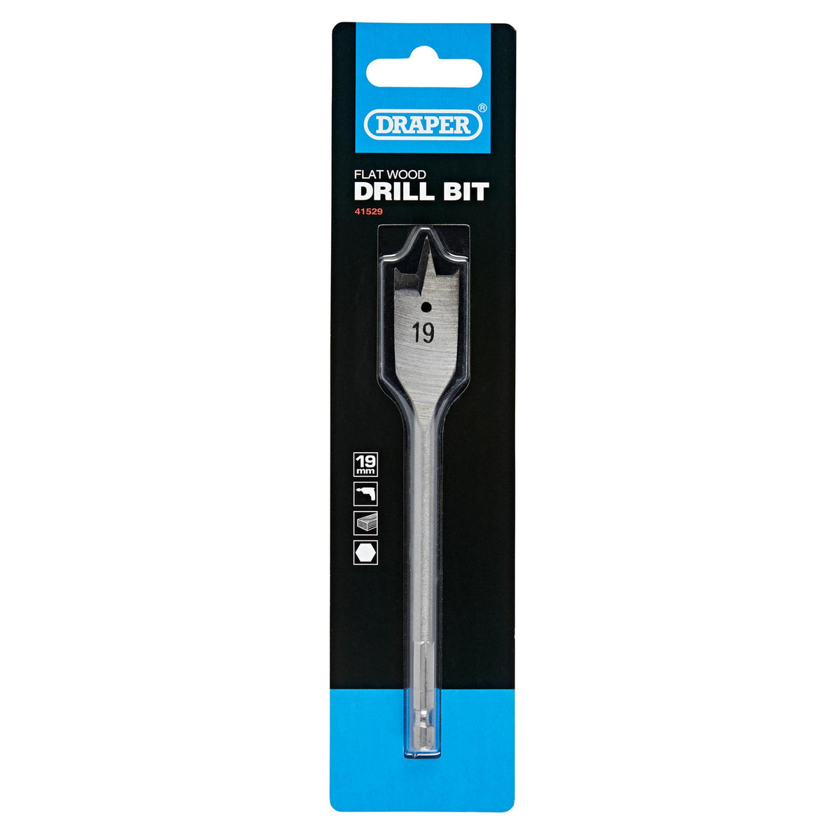 DRAPER Expert 19.0mm Flat Wood Bit: Model No.FB100PB