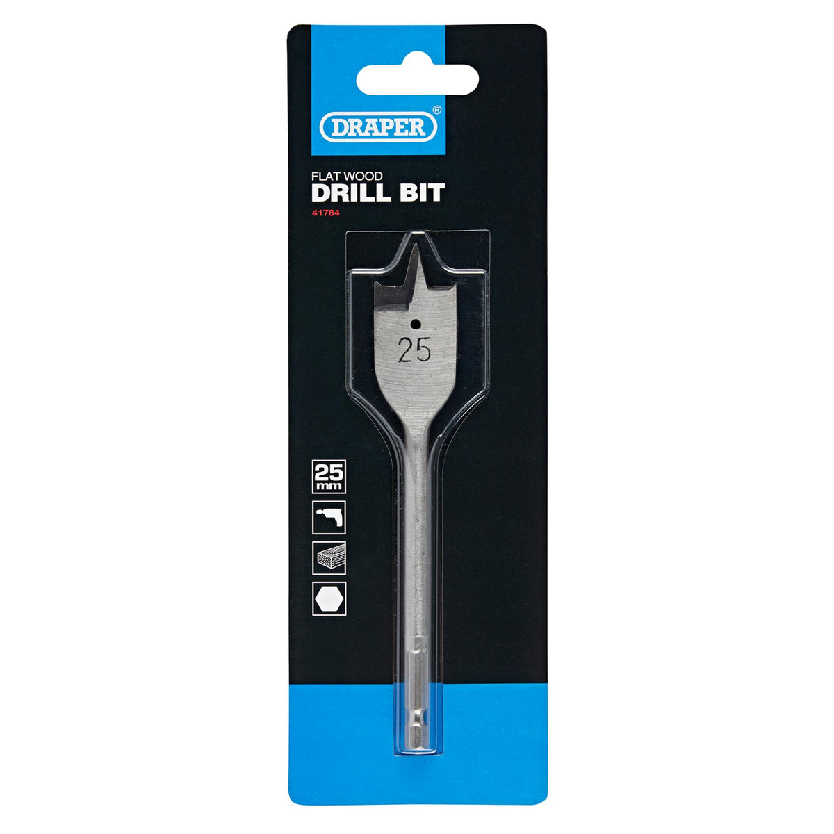 DRAPER Expert 25.0mm Flat Wood Bit: Model No.FB100PB