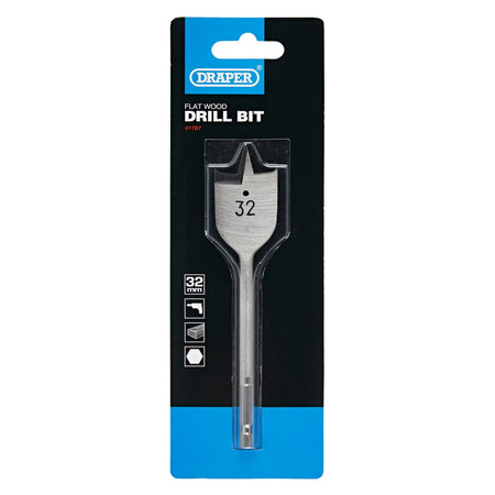 DRAPER Expert 32.0mm Flat Wood Bit: Model No.FB100PB