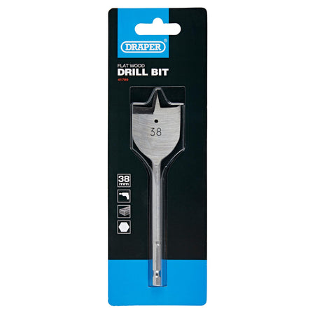 DRAPER Expert 38.0mm Flat Wood Bit: Model No.FB100PB