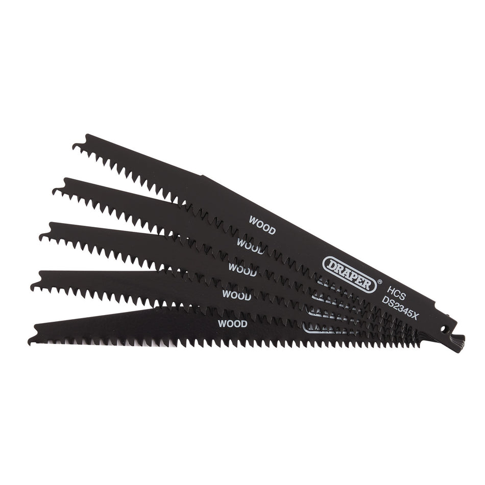 Reciprocating Saw Blades for Wood and Plastic Cutting, 200mm, 6-10tpi (Pack of 5): Model No. DS2345X