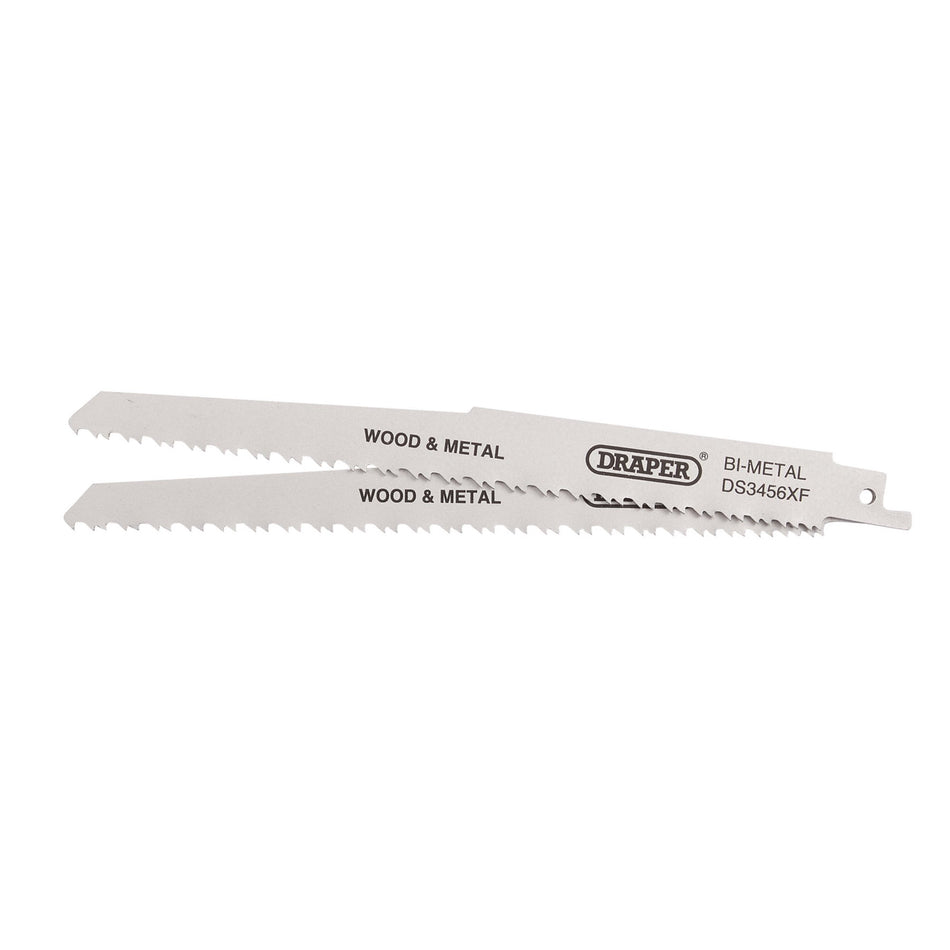 Bi-metal Reciprocating Saw Blades for Multi-Purpose Cutting, 200mm, 6-12tpi (Pack of 2): Model No. DS3456XF