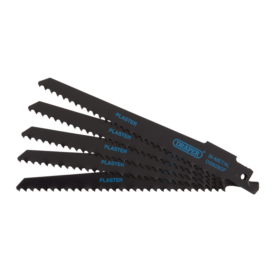Bi-metal Reciprocating Saw Blades for Plaster Cutting, 150mm, 6tpi (Pack of 5): Model No. DS628DF
