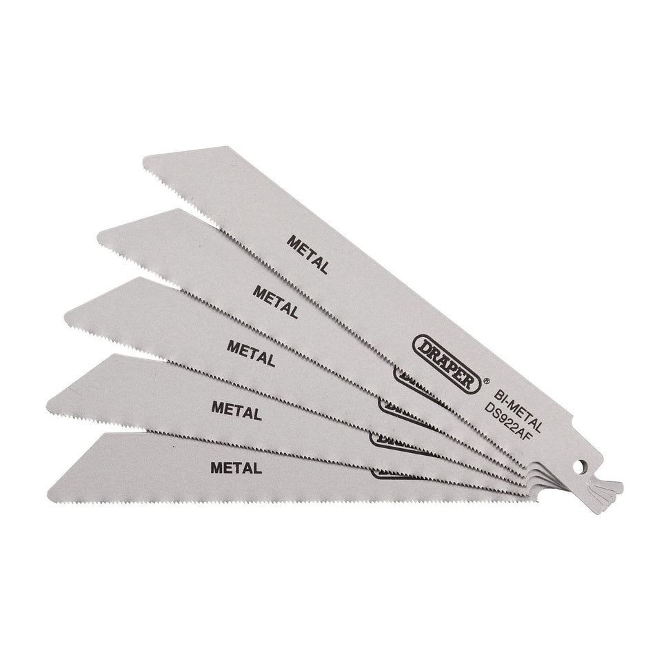 Bi-metal Reciprocating Saw Blades for Metal Cutting, 150mm, 24tpi (Pack of 5): Model No. DS922AF