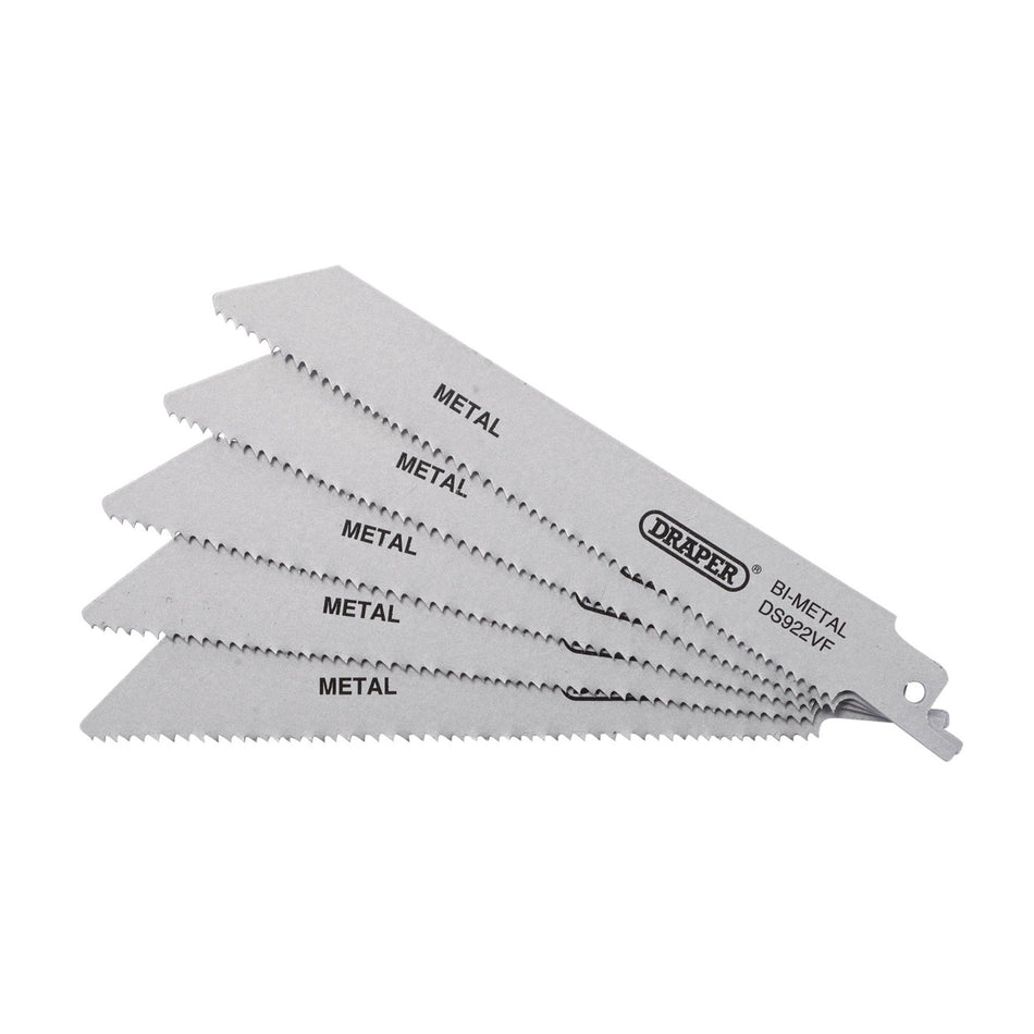 Bi-metal Reciprocating Saw Blades for Metal, 150mm, 10-14tpi (Pack of 5): Model No. DS922VF