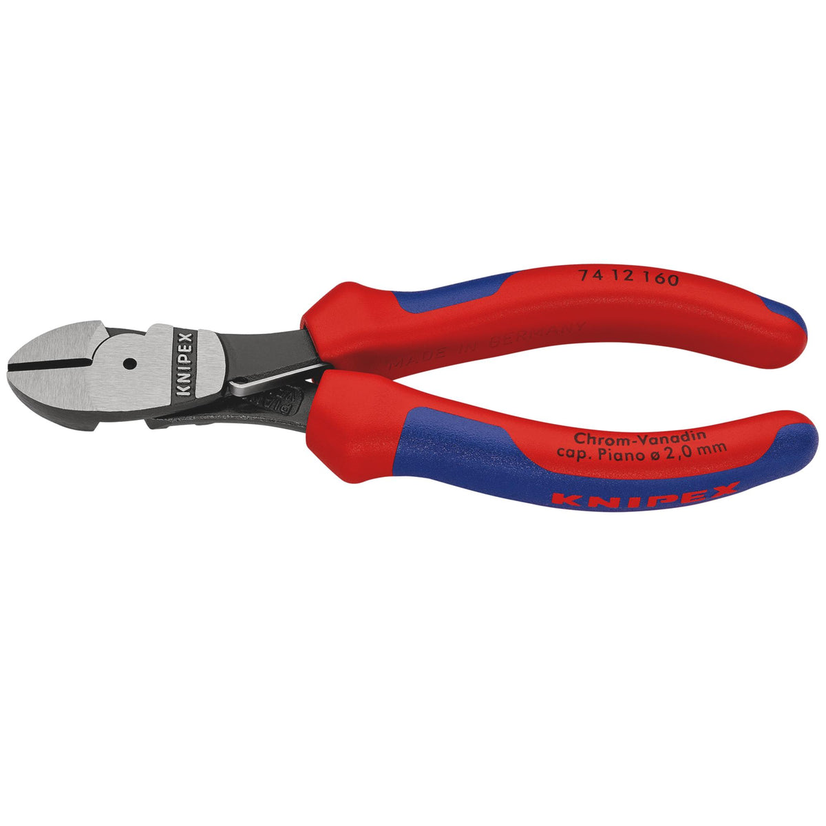Knipex 160mm High Leverage Diagonal Side Cutters with Return Spring : Model No.74 12 160