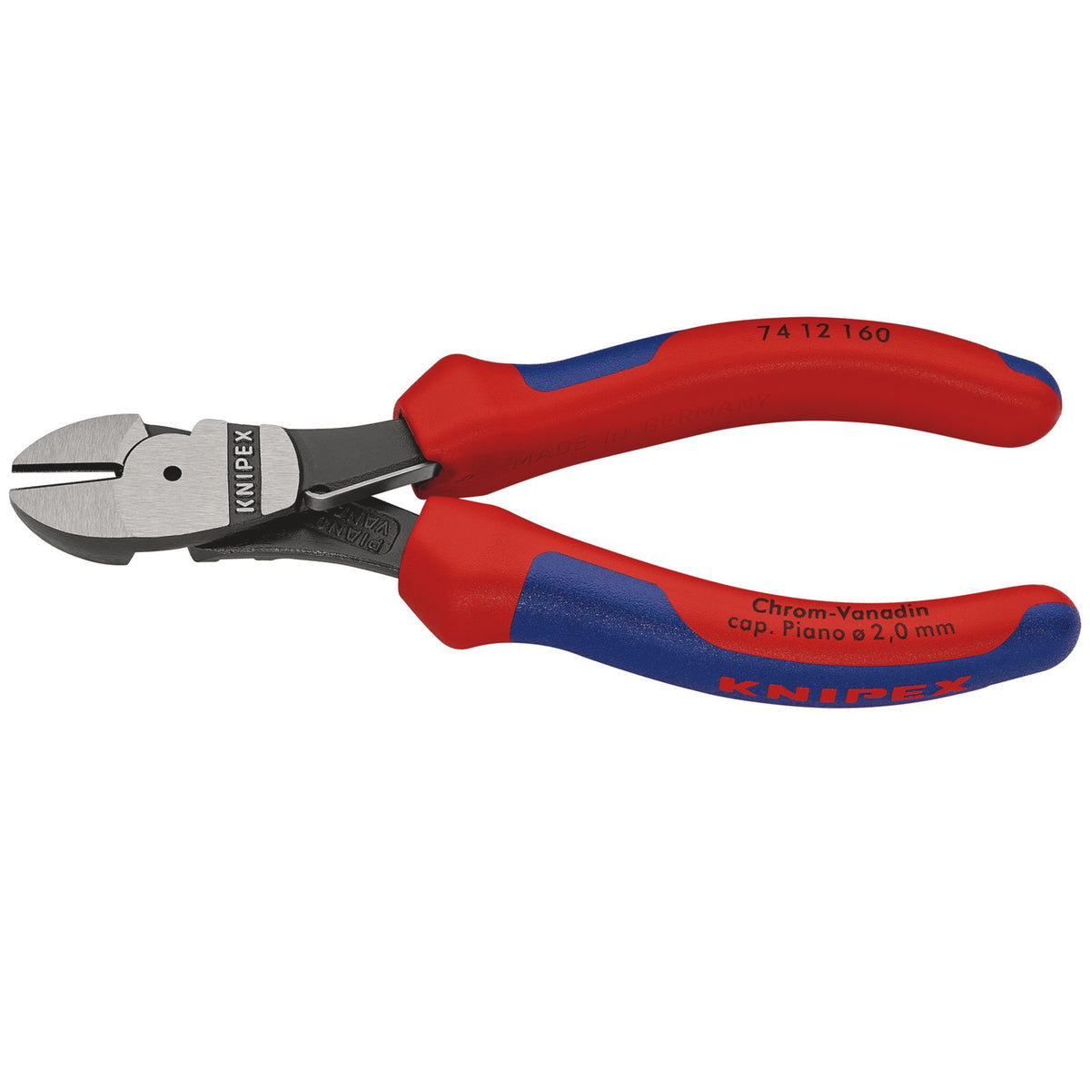 Knipex 160mm High Leverage Diagonal Side Cutters with Return Spring : Model No.74 12 160