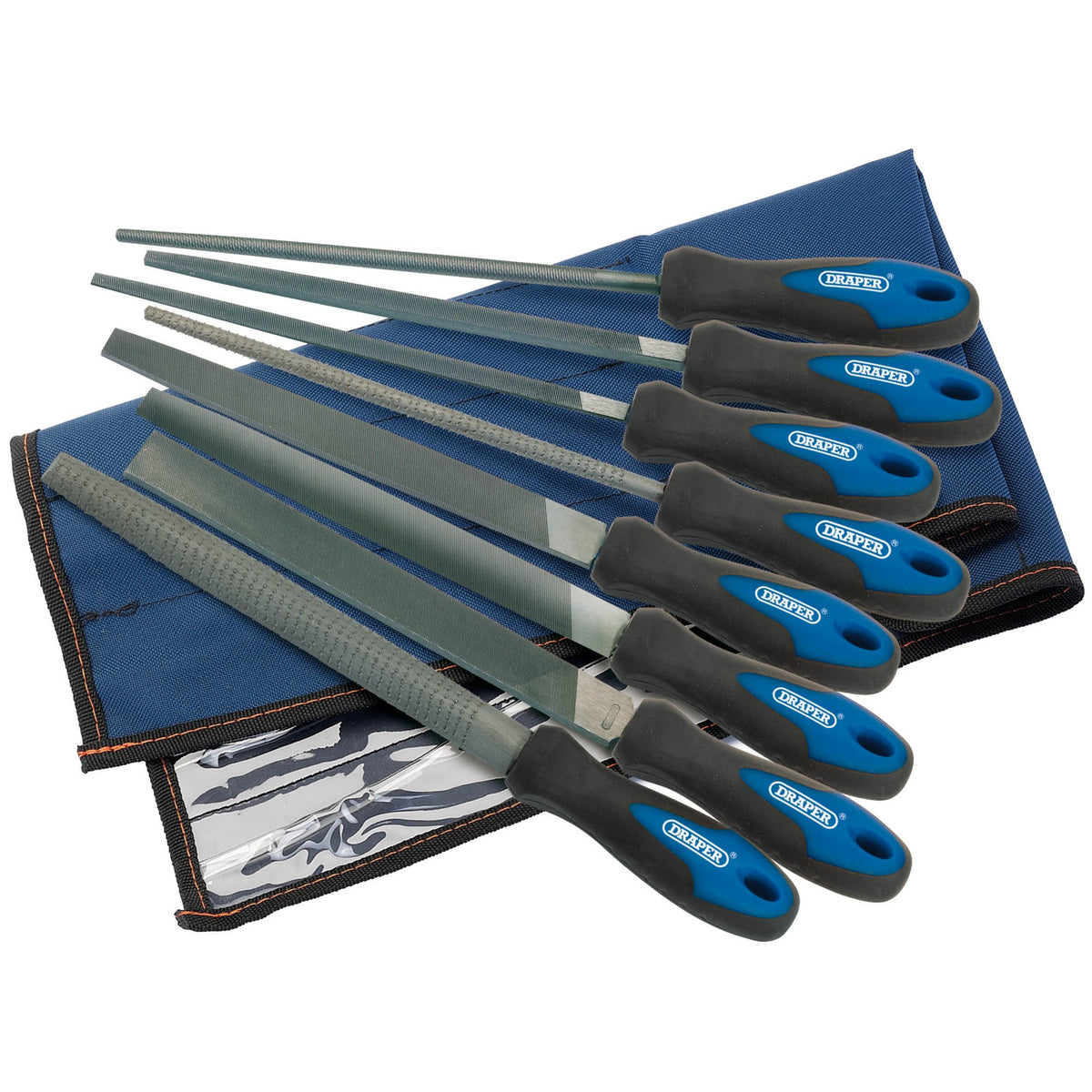 DRAPER 8 Piece 200mm Soft Grip Engineers File and Rasp Set: Model No.8106B/8
