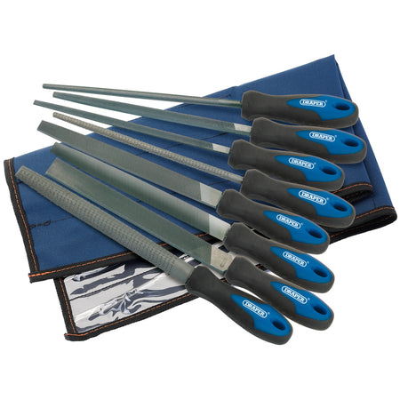DRAPER 8 Piece 200mm Soft Grip Engineers File and Rasp Set: Model No.8106B/8