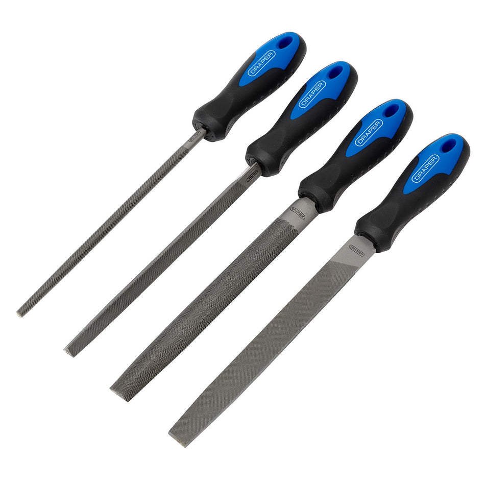 DRAPER 4 Piece 200mm Soft Grip Engineers File Set: Model No.8106B/4