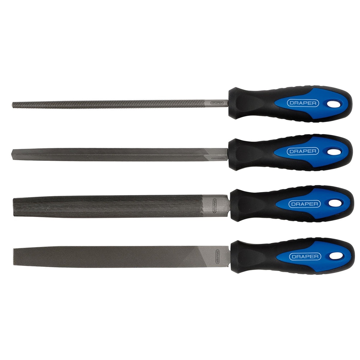 DRAPER 4 Piece 200mm Soft Grip Engineers File Set: Model No.8106B/4