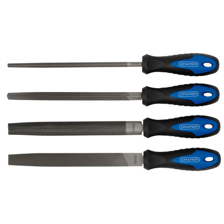 DRAPER 4 Piece 200mm Soft Grip Engineers File Set: Model No.8106B/4
