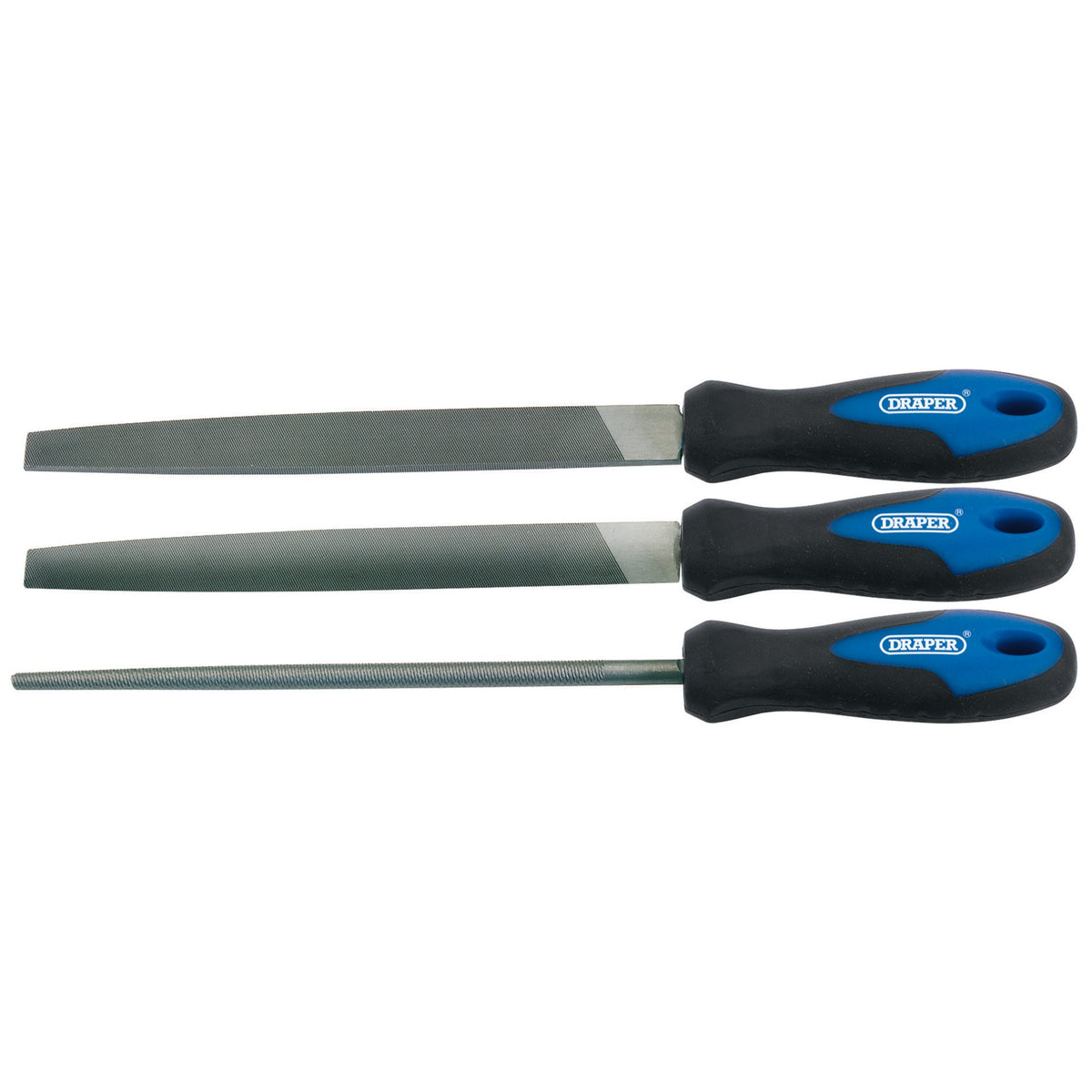 DRAPER 3 Piece 200mm Soft Grip Engineers File Set: Model No.8106B/3