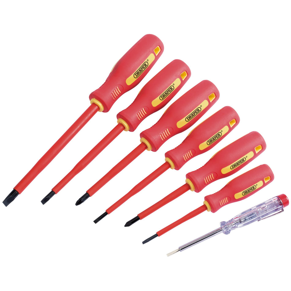 DRAPER 7 Piece Fully Insulated Screwdriver Set with Mains Tester: Model No.952/7