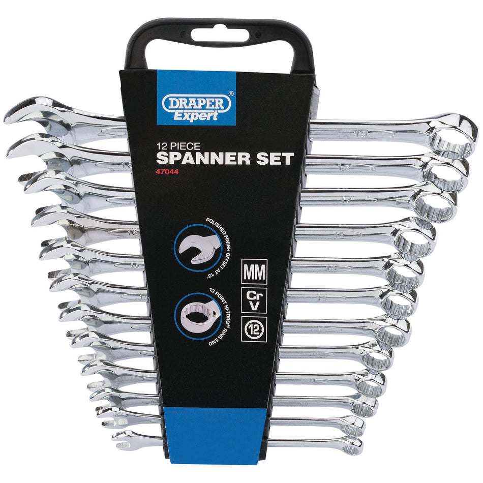 Draper Expert HI-TORQ Metric Combination Spanner Set, 8 - 19mm (12 Piece) : Model No. 8220/12/MM
