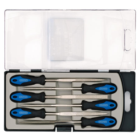 DRAPER 6 Piece 150mm Soft Grip Diamond Needle File Set: Model No.DF6/SG