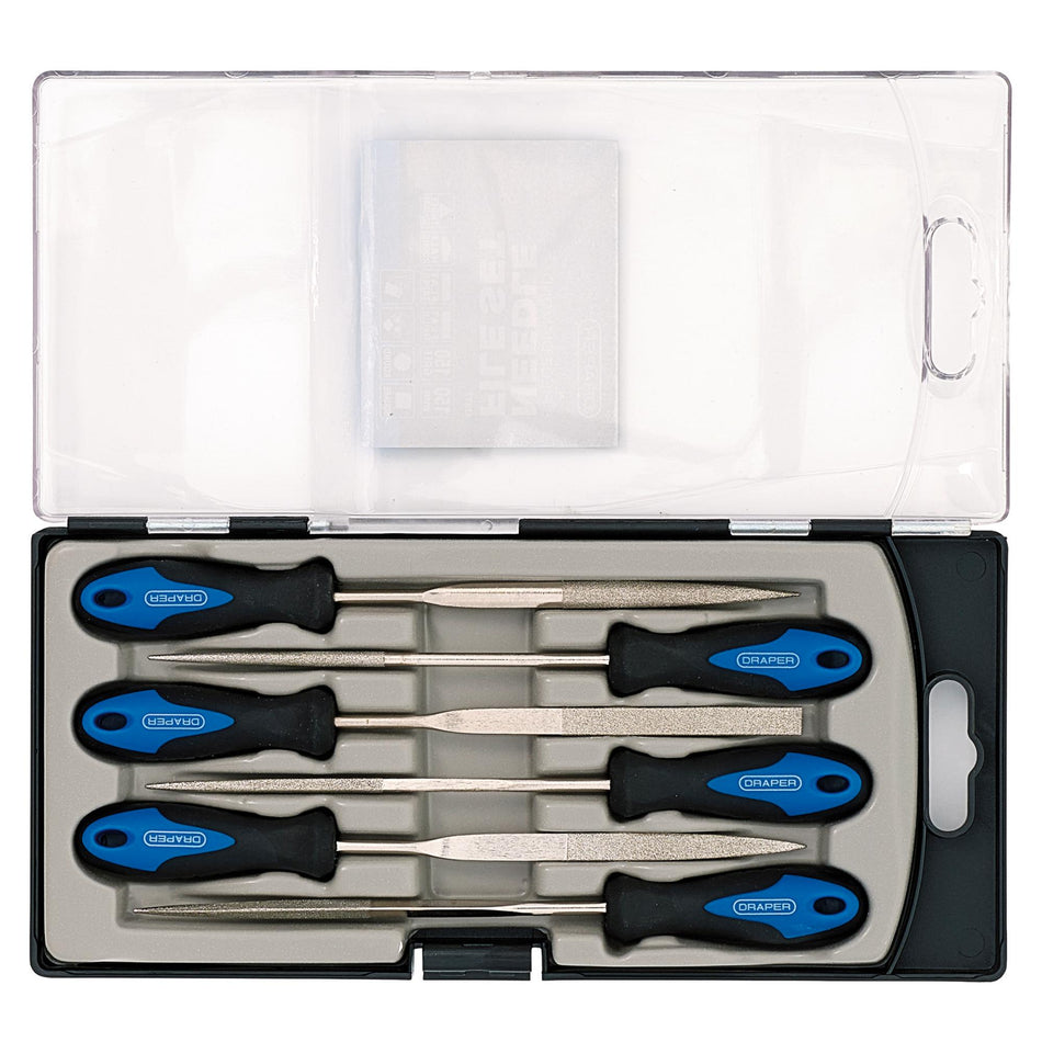 DRAPER 6 Piece 150mm Soft Grip Diamond Needle File Set: Model No.DF6/SG