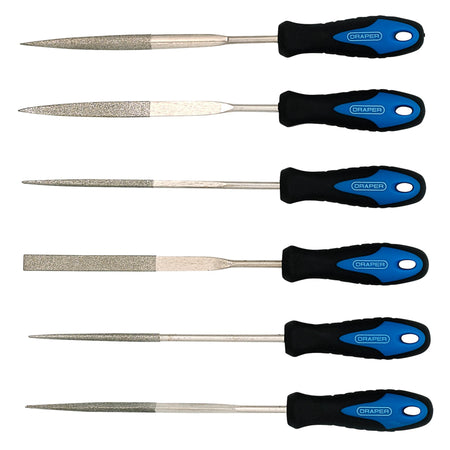 DRAPER 6 Piece 150mm Soft Grip Diamond Needle File Set: Model No.DF6/SG