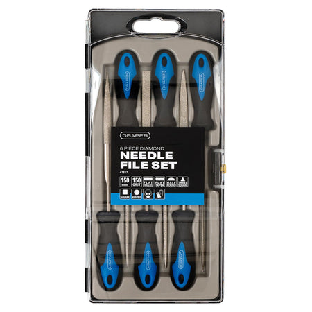 DRAPER 6 Piece 150mm Soft Grip Diamond Needle File Set: Model No.DF6/SG