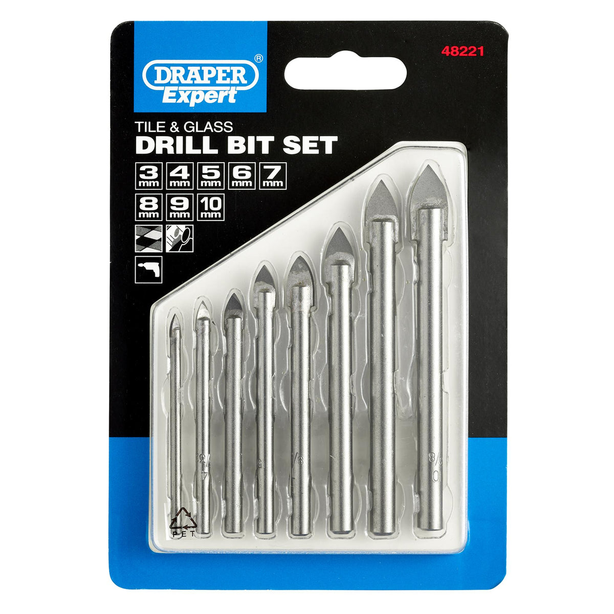 DRAPER Expert 8 Piece Tile and Glass Drilling Set: Model No.TGDSET