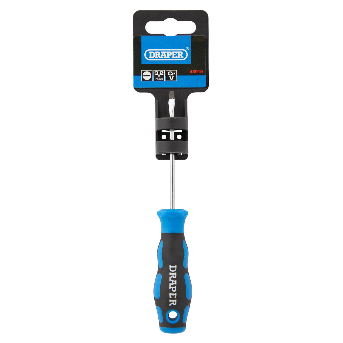 DRAPER 3.2 x 75mm Plain Slot Screwdriver with Soft Grip Handles: Model No.865