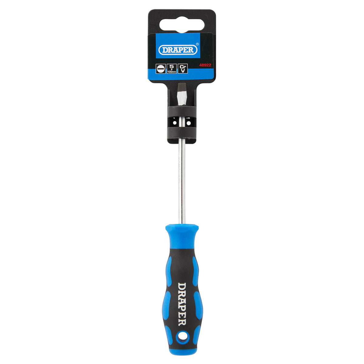 DRAPER 5.0 x 100mm Plain Slot Screwdriver with Soft Grip Handles: Model No.865