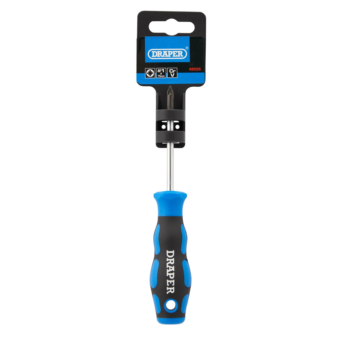 DRAPER No.1 x 75mm PZ Type Screwdriver with Soft Grip Handles: Model No.865PZ