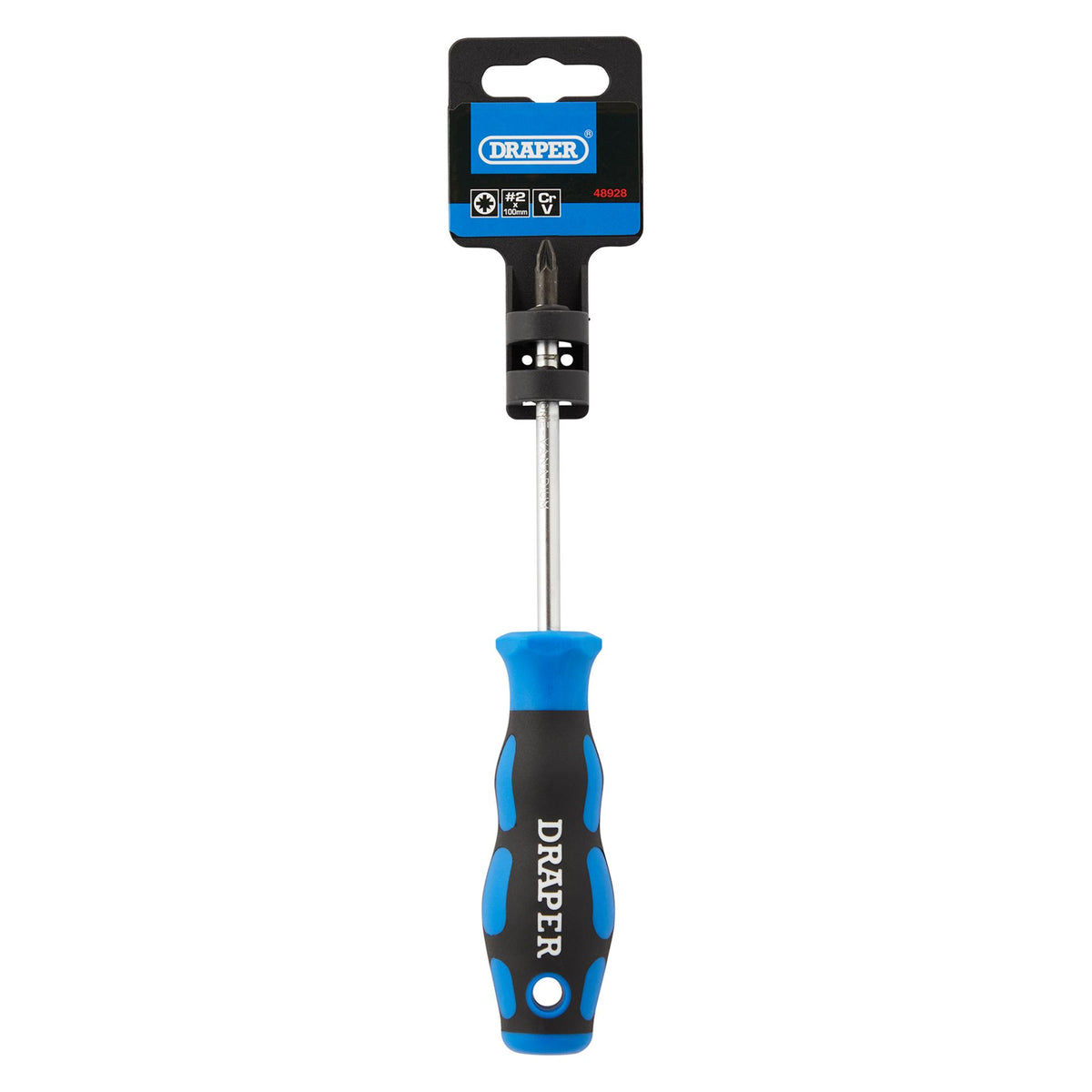 DRAPER No.2 x 100mm PZ Type Screwdriver with Soft Grip Handles: Model No.865PZ