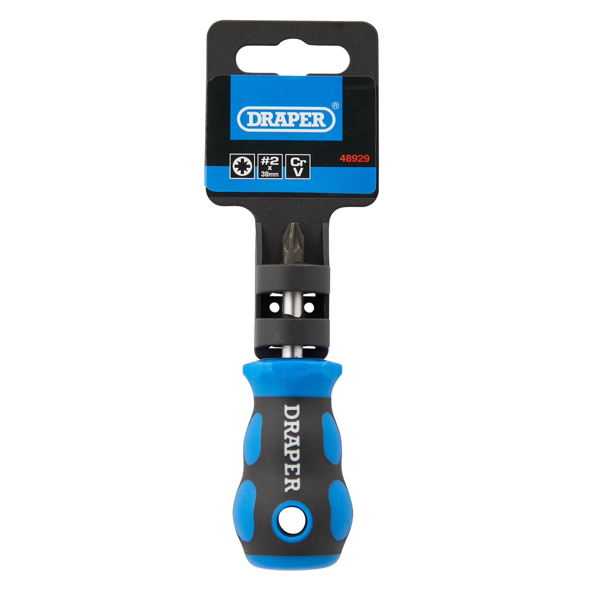 DRAPER No.2 x 38mm PZ Type Screwdriver with Soft Grip Handles: Model No.865PZ