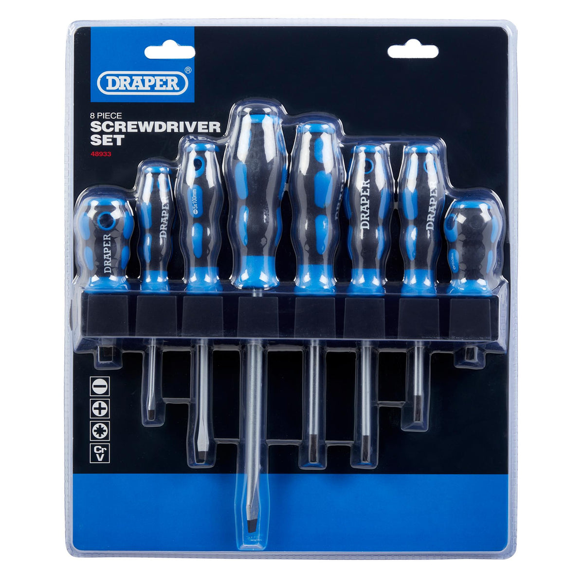 DRAPER 8 Piece Soft Grip Screwdriver Set: Model No.865/8