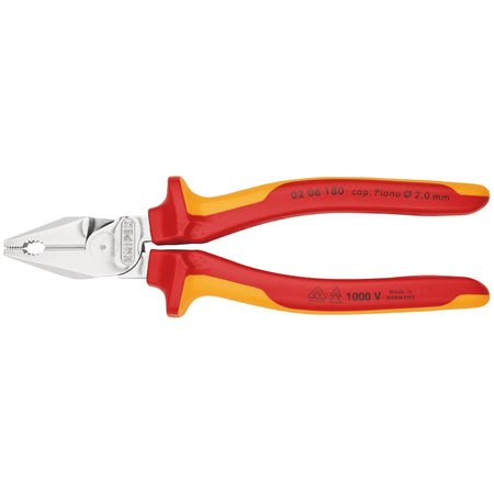 Knipex 180mm Fully Insulated High Leverage Combination Pliers : Model No.02 06 180