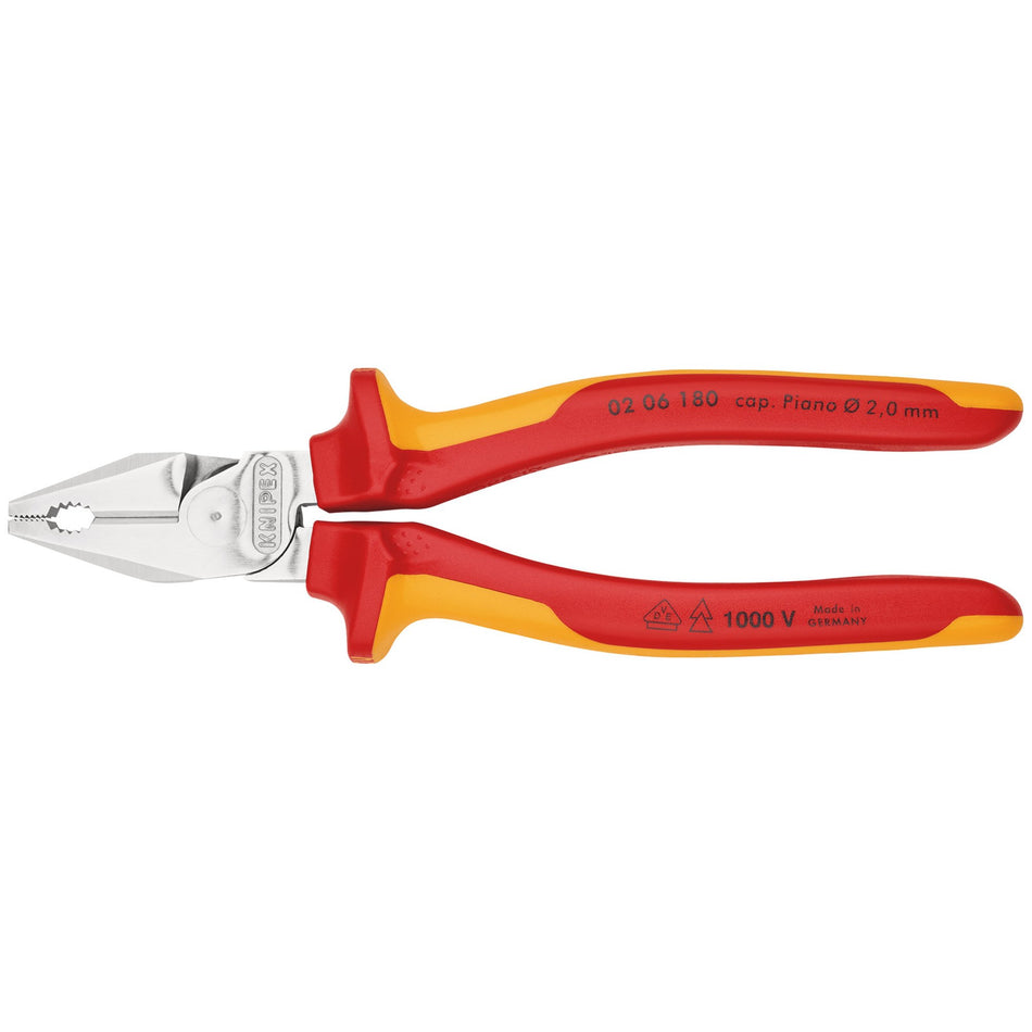 Knipex 180mm Fully Insulated High Leverage Combination Pliers : Model No.02 06 180