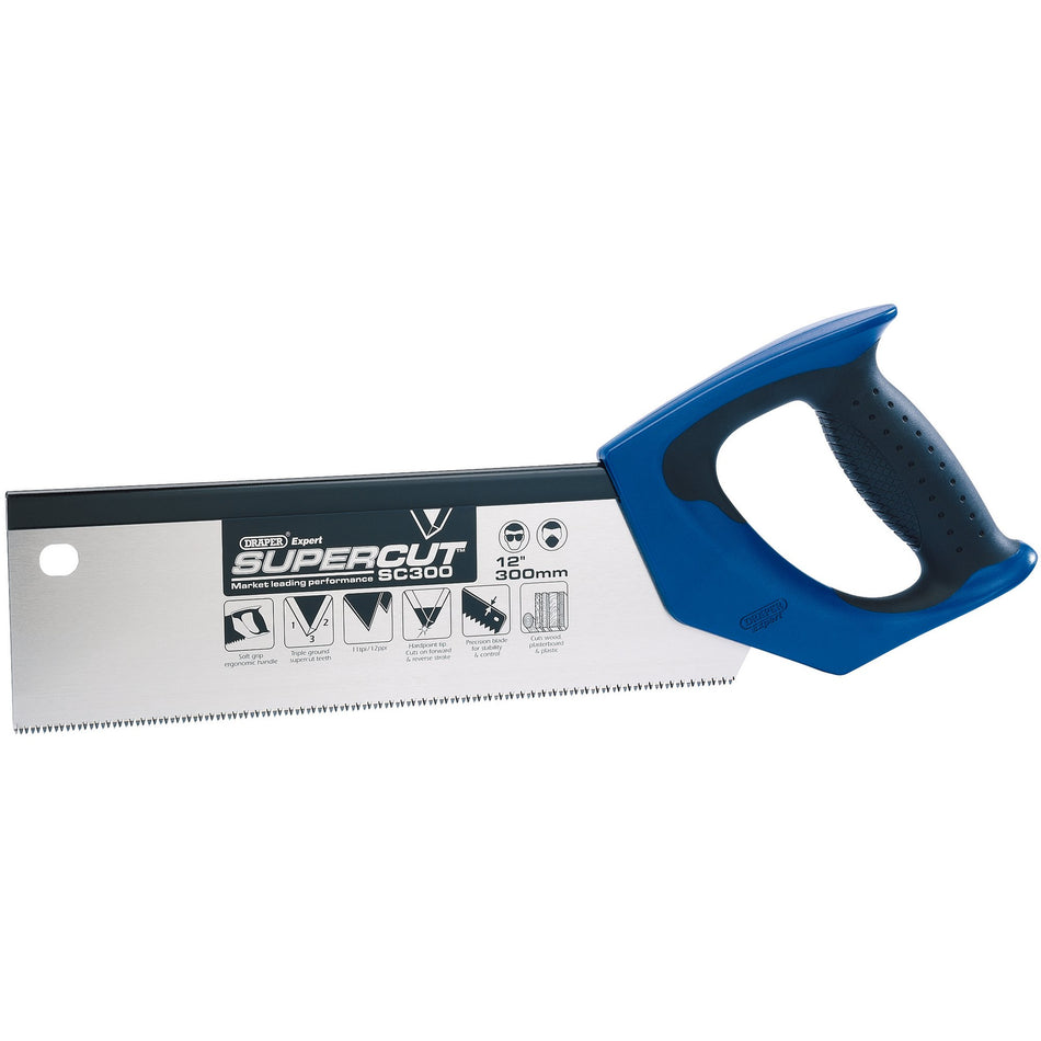 DRAPER Expert Supercut ; 300mm/12in. Soft Grip Hardpoint Tenon Saw - 11tpi/12ppi: Model No.SC300