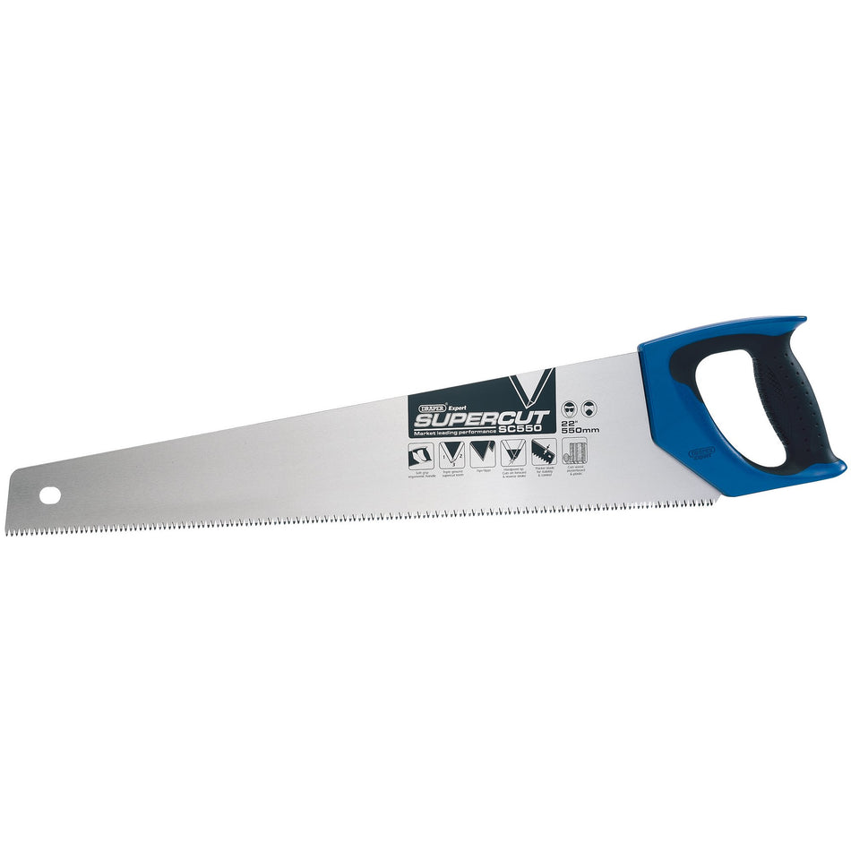 DRAPER Expert Supercut ; 550mm/22in. Soft Grip Hardpoint Handsaw - 7tpi/8ppi: Model No.SC550