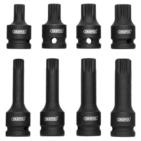 1/2" Sq. Dr. Tamper Proof Impact Spline Set (8 Piece): Model No.ISS8