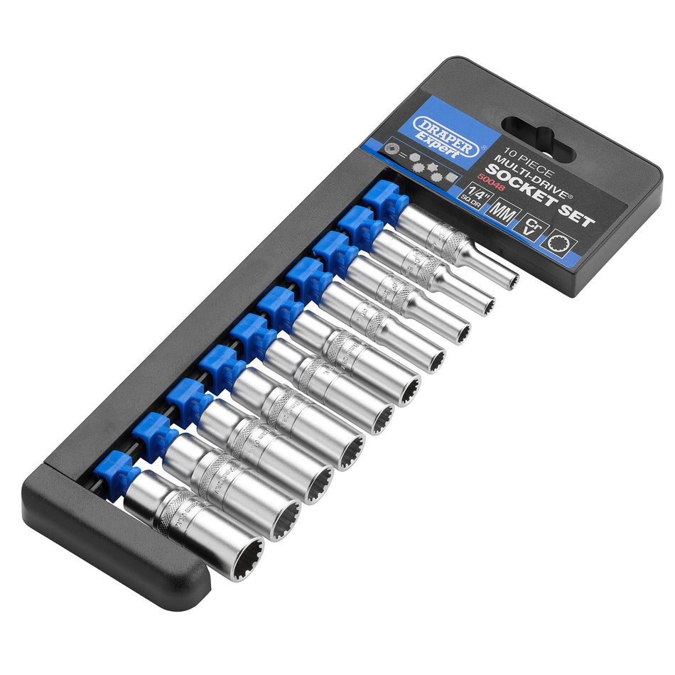 DRAPER 1/4" Sq. Dr. Metric Multi-Drive Deep Socket Set (10 Piece): Model No. B10MD/MDS/E