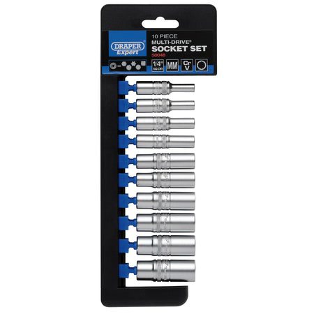 DRAPER 1/4" Sq. Dr. Metric Multi-Drive Deep Socket Set (10 Piece): Model No. B10MD/MDS/E