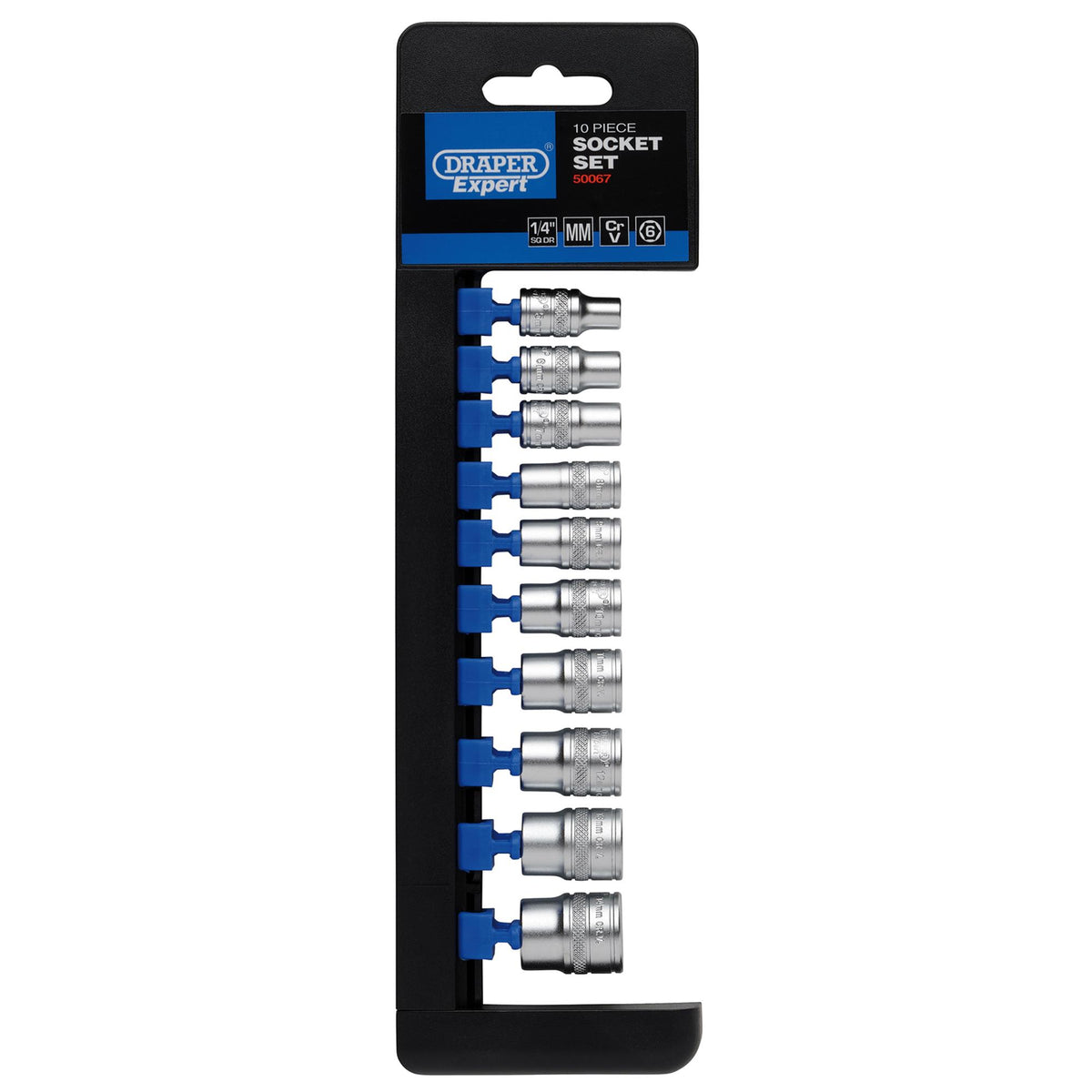 DRAPER 1/4" Sq. Dr. Metric Socket Set (10 Piece): Model No. B10M/6PT/E