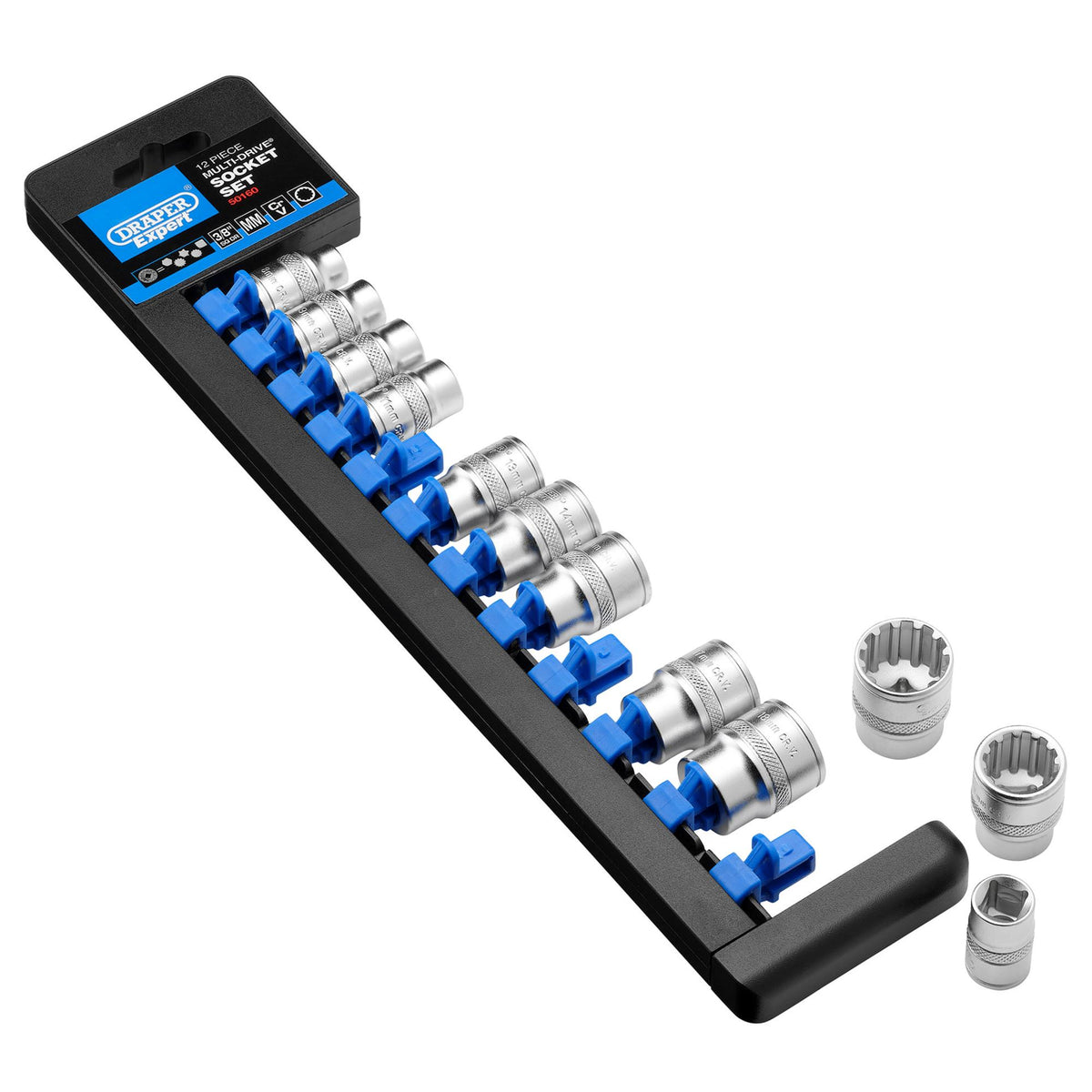 DRAPER 3/8" Sq. Dr. Draper Expert Multi-Drive Socket Set (12 Piece): Model No. D9M/MDS/E