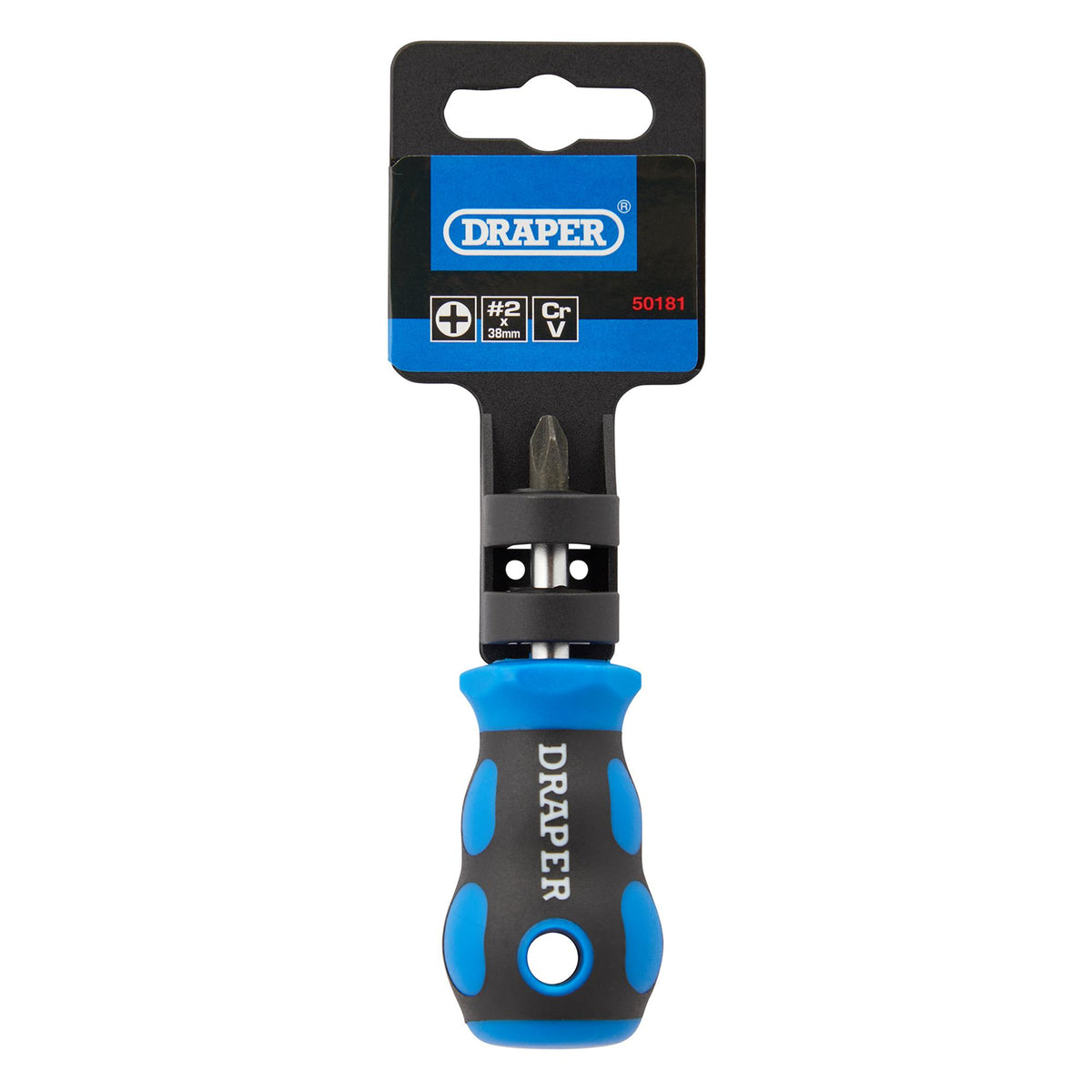 DRAPER No.2 x 38mm Cross Slot Screwdriver with Soft Grip Handles: Model No.865CS