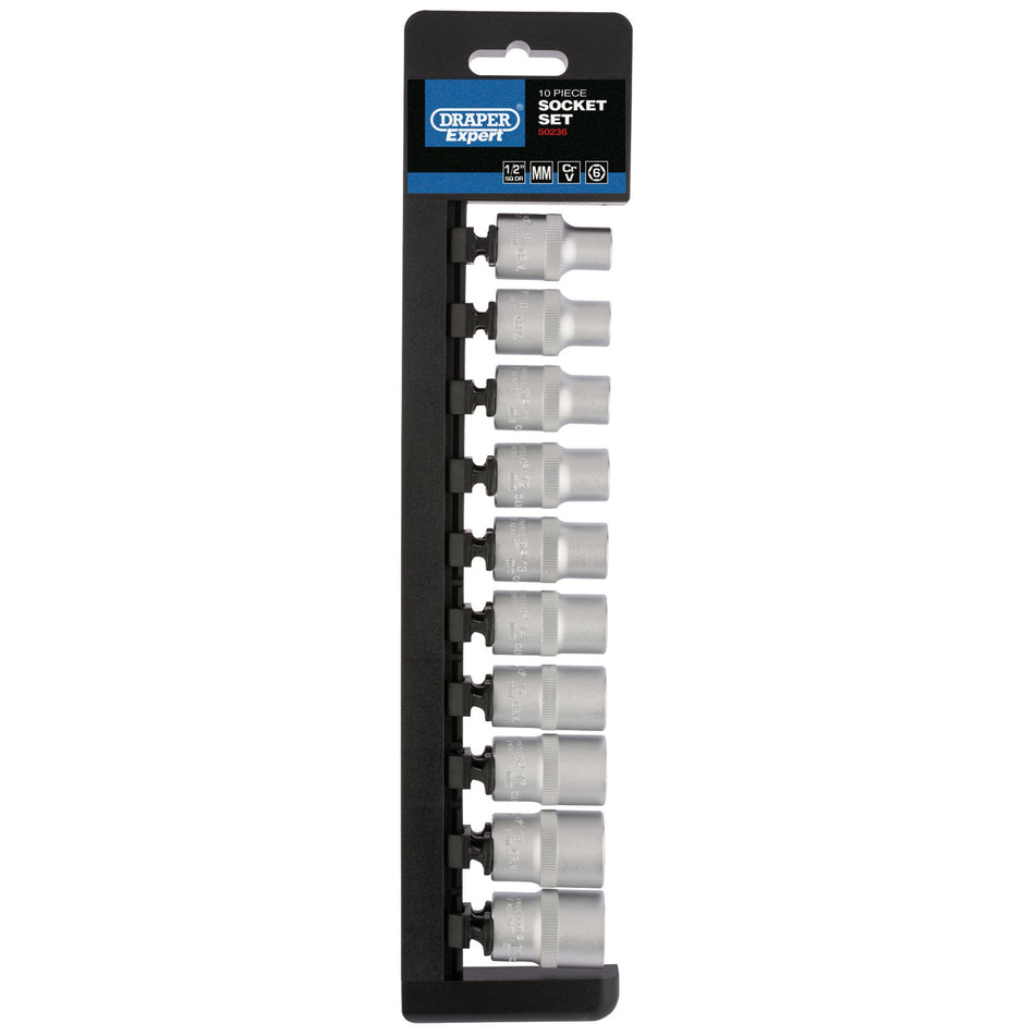 DRAPER 1/2" Sq. Dr. Metric Socket Set (10 Piece): Model No. H10M/6PT/E
